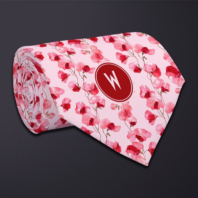 Scarlet Sweet Peas Floral  Tie (Creator Uploaded)