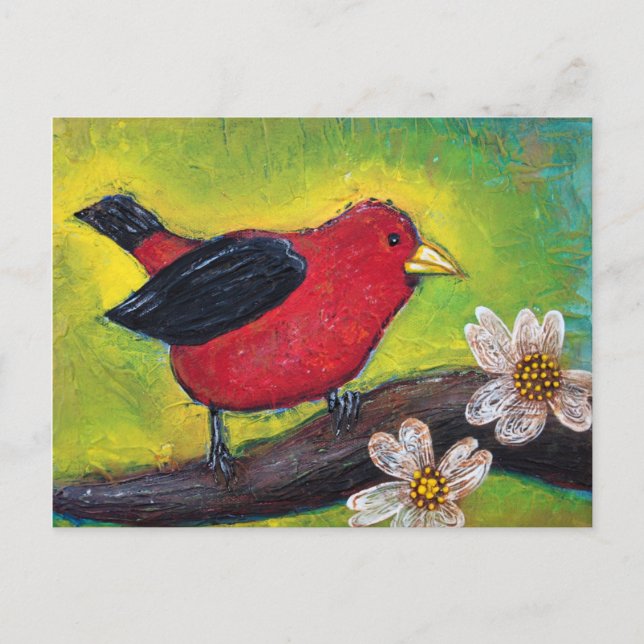 Scarlet Tanager Bird Postcard (Front)