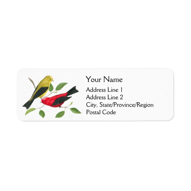 Scarlet Tanager Birds Return Address Label (Front)
