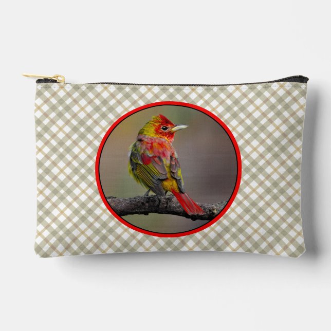 Scarlet Tanager Molting Original Photograph Accessory Pouch (Front)