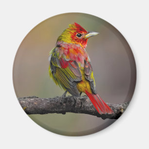 Scarlet Tanager Molting - Original Photograph Magnet