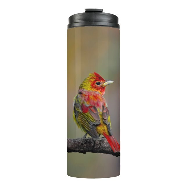 Scarlet Tanager Molting - Original Photograph Thermal Tumbler (Front)