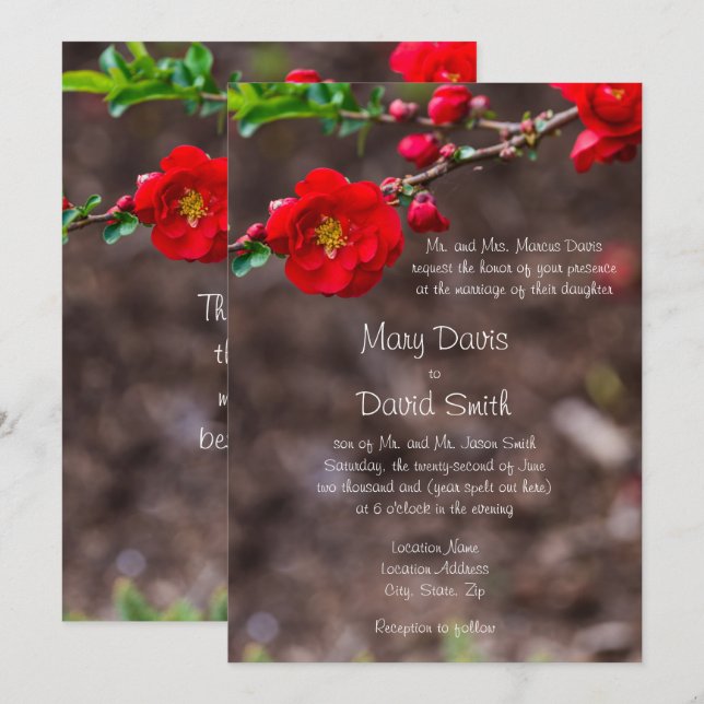 Scarlet Top Wedding Invitation (Front/Back)
