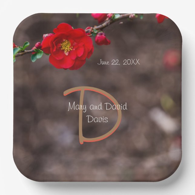 Scarlet Top Wedding Paper Plates (Front)