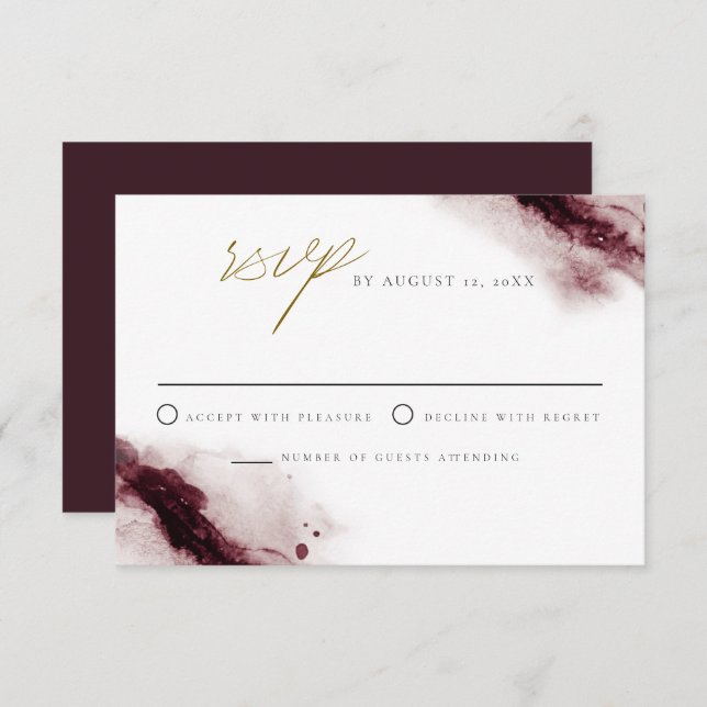 SCARLETT | Boho Burgundy and Gold RSVP Card (Front/Back)