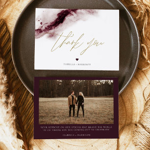 SCARLETT Boho Burgundy Watercolor Thank You Card