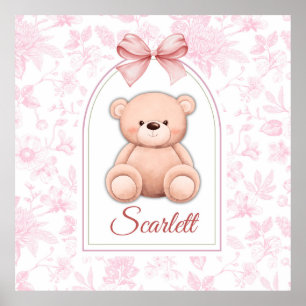 Scarlett Custom Pink Teddy Bear Nursery Design Poster