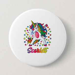 Scarlett Dabbing Unicorn Rainbow Personalized Nam 7.5 Cm Round Badge