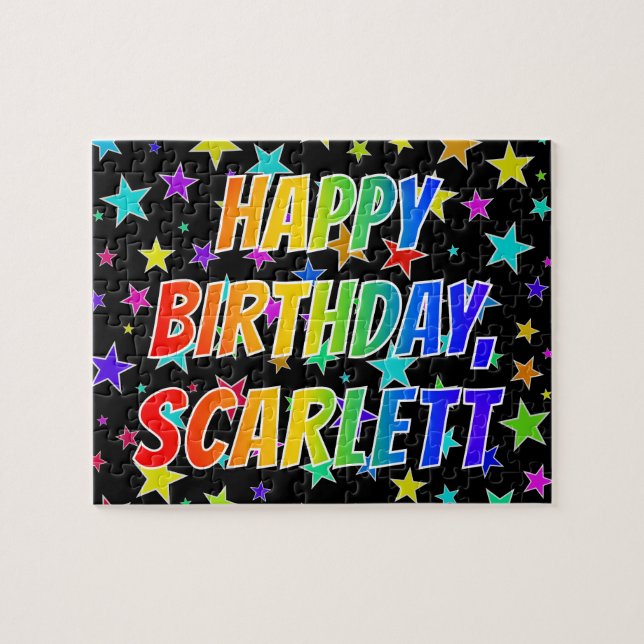 "SCARLETT" First Name, Fun "HAPPY BIRTHDAY" Jigsaw Puzzle (Horizontal)