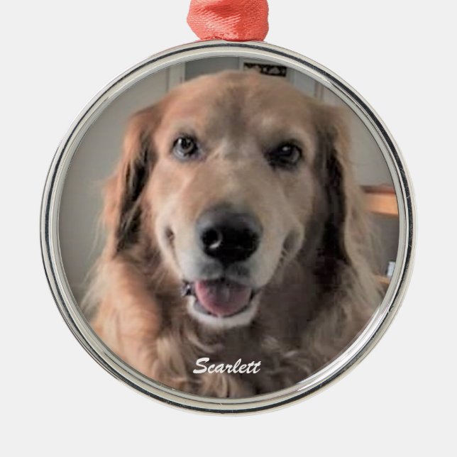 Scarlett Golden Retriever Round Ornament, Final Metal Ornament (Front)