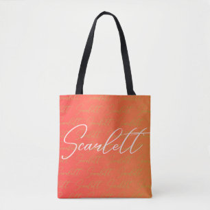 Scarlett Repeating Name Pattern Tote Bag