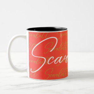 Scarlett Repeating Name Pattern Two-Tone Coffee Mug