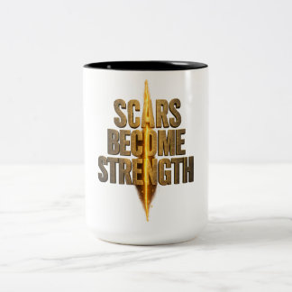 Scars Become Strength Gold Motivational Typography Two-Tone Coffee Mug