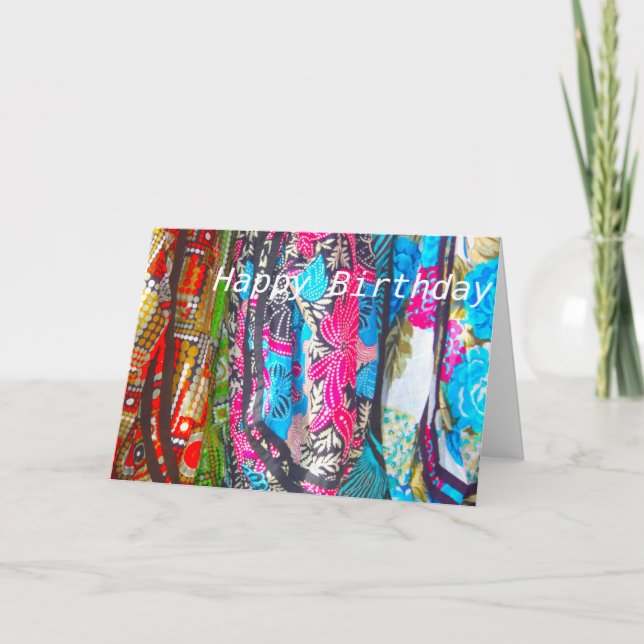 Scarves in Multi colours Happy Birthday Card (Front)