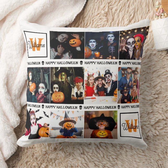 Scary Add Your Own Photo Monogram Happy Halloween Cushion (Blanket)