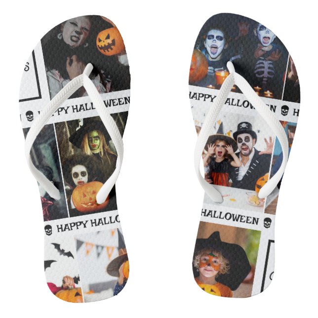 Scary Add Your Own Photo Monogram Happy Halloween Thongs (Footbed)