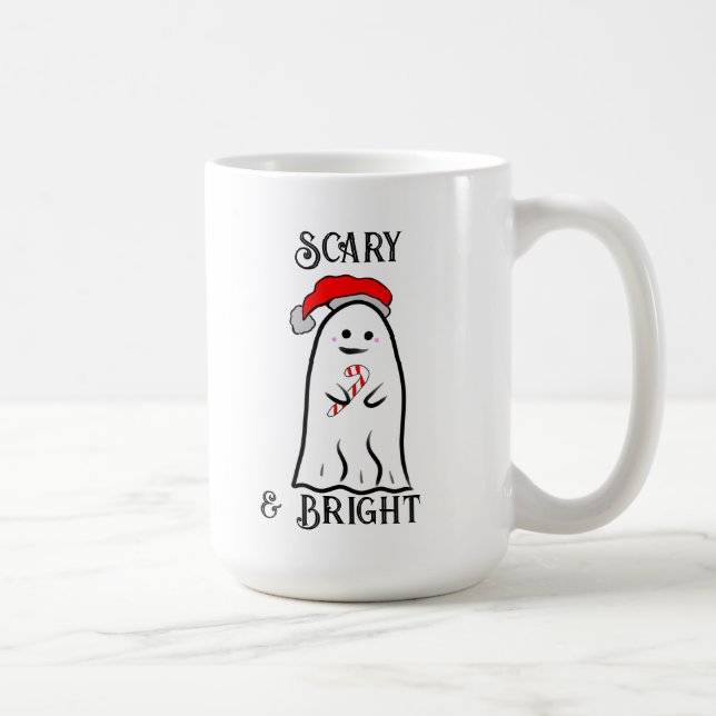 Scary and Bright  Candy Cane Ghost Coffee Mug (Right)