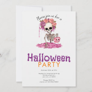 Scary and Creepy Skeleton Halloween Party Invitation