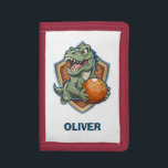Scary and Funny Dinosaur Playing Basketball Trifold Wallet<br><div class="desc">This personalised kids' wallet features a funny and scary trex dinosaur playing basketball.</div>