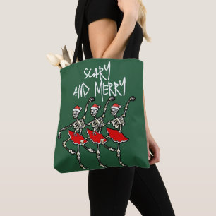 Scary and merry Christmas skull skeleton ballerina Tote Bag