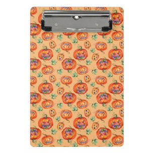 Scary and smiling Halloween pumpkin Bath Towel Se Mini Clipboard