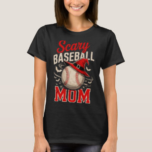 Scary Baseball Mum Halloween Theme T-Shirt