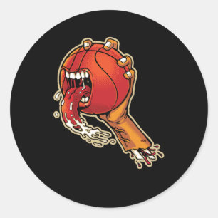 Scary Basketball Classic Round Sticker