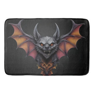 Scary Bat Ink Drawing, Bath Mat