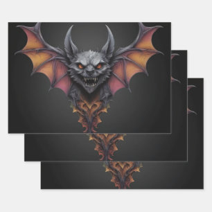 Scary Bat Ink Drawing,  Wrapping Paper Sheet