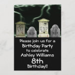 Scary Birthday Party Invitation<br><div class="desc">This scary birthday party invite has the perfect background with a cemetary and lightning crashing down behind the tombstones; perfectly frightening for any scary themed birthday party,  just customise with all your details and you are all set!</div>