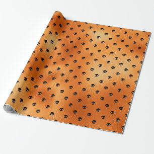 Scary Black and Copper Skull Pattern Wrapping Paper