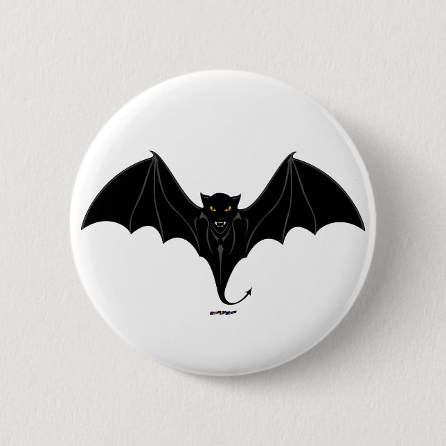 Scary Black Bat 6 Cm Round Badge (Front)