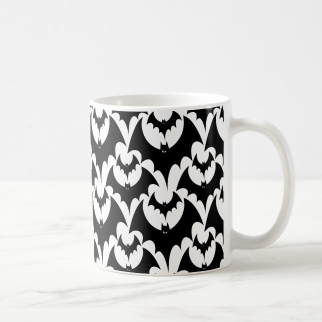 Scary Black Bats Pattern Halloween Coffee Mug (Right)