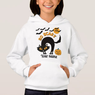 scary black cat Custom name Halloween girls
