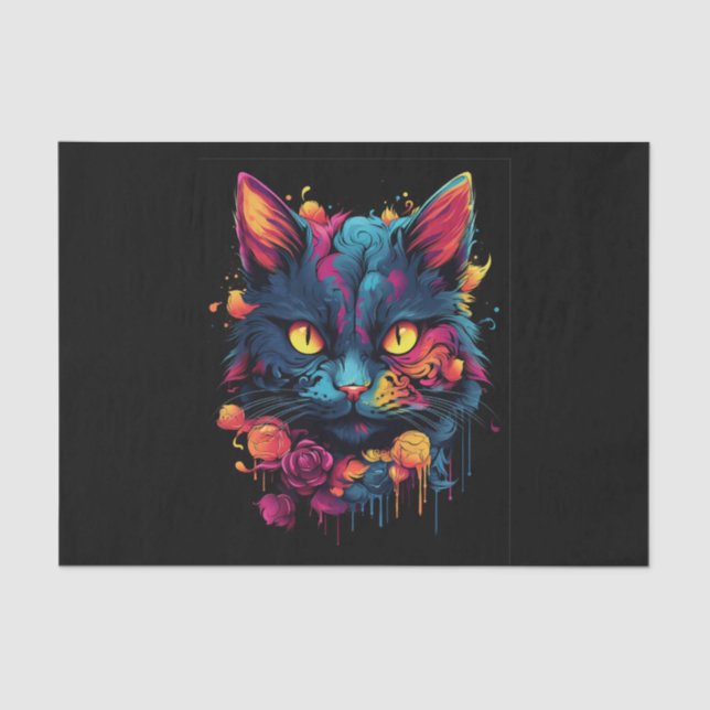 Scary Black Cat Halloween Decoupage Tissue Paper (Front)