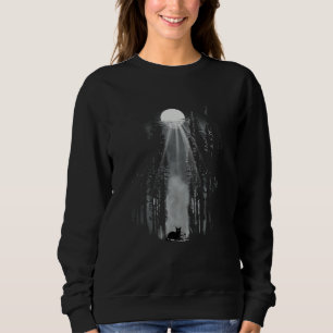 Scary Black Cat in the Forest on Halloween Night F Sweatshirt
