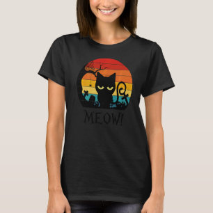 Scary Black Cat Meow Kitten Cat Retro Vintage Kid T-Shirt