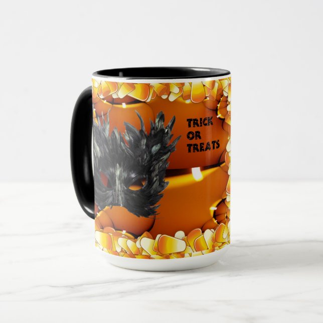 Scary Black Halloween Masque Mug (Front Left)