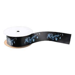 Scary Black Night Halloween Ghost Satin Ribbon