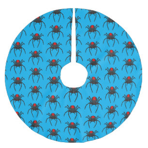 Scary black widow spider cartoon illustration brushed polyester tree skirt