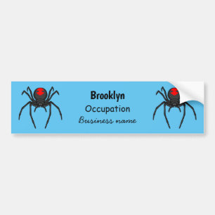 Scary black widow spider cartoon illustration bumper sticker