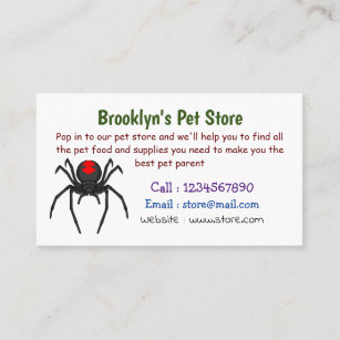 Scary black widow spider cartoon illustration business card