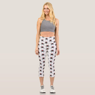 Scary black widow spider cartoon illustration capri leggings