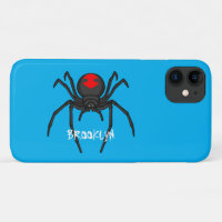 Scary black widow spider cartoon illustration