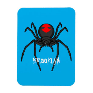 Scary black widow spider cartoon illustration magnet