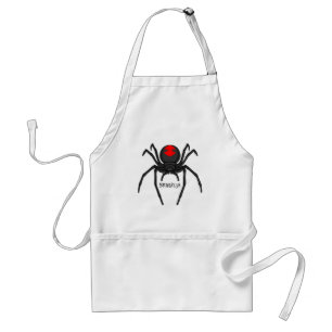 Scary black widow spider cartoon illustration standard apron