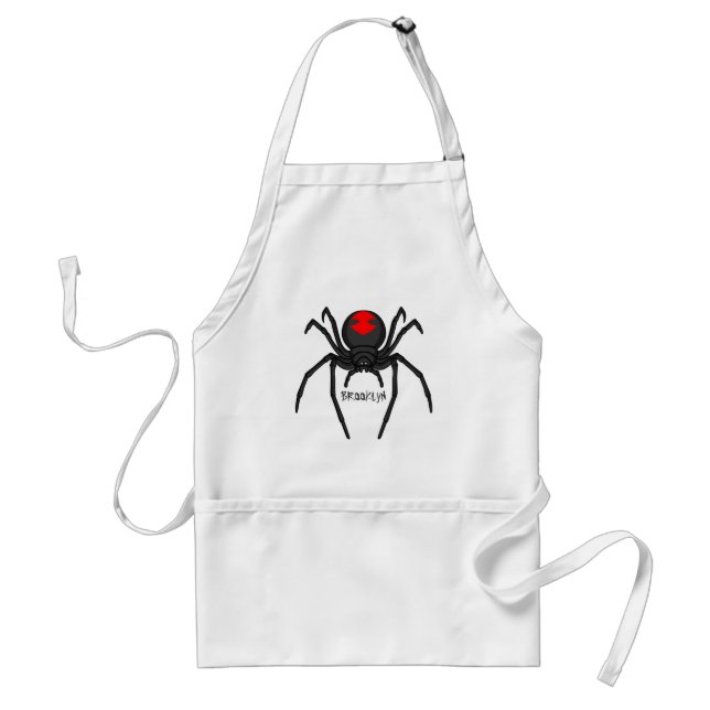 Scary black widow spider cartoon illustration standard apron (Front)