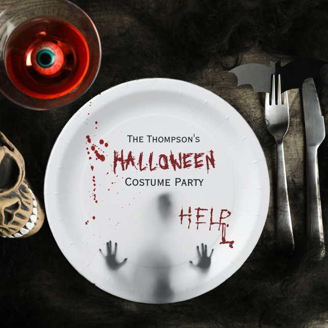 Scary Bloody Halloween Costume Party White  Paper Plate (Creator Uploaded)