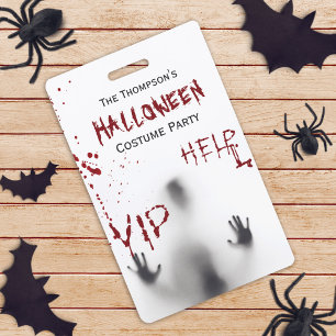 Scary Bloody Halloween Costume Party White VIP ID Badge