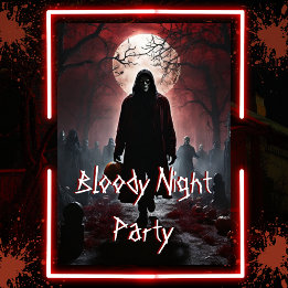 Scary Bloody Night Adult Halloween Party Invitation